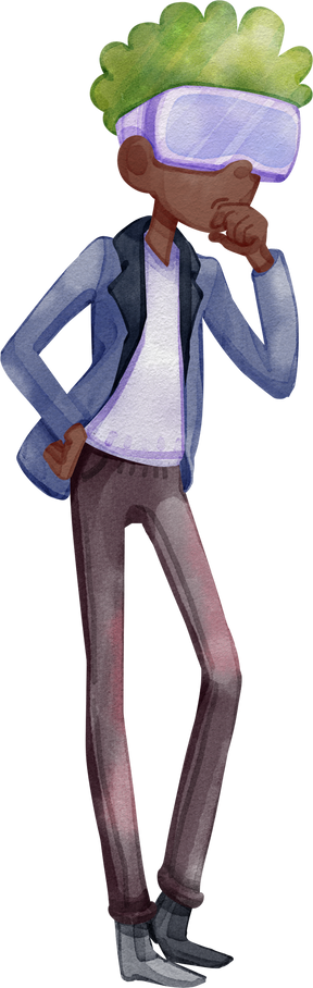Metaverse Character Cartoon Watercolor Clipart Png